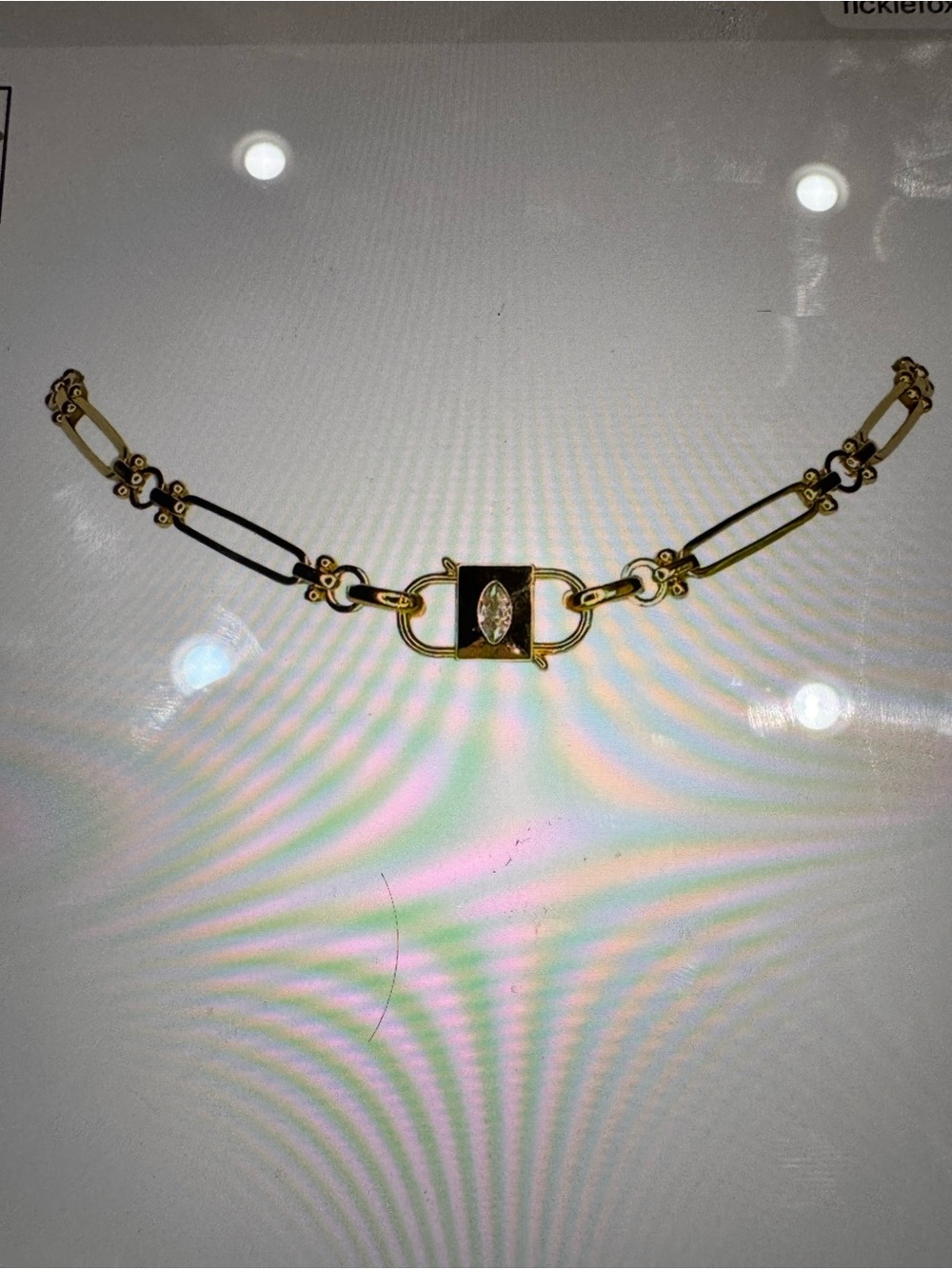 NWOT Crystal eye Choker 14 gold plated necklace